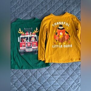 Bundle of 2 Children’s Place Boys’ Holiday Long Sleeve Shirts, 5T